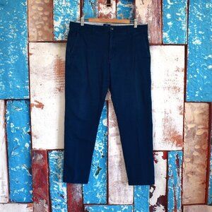 Men's George Slim Fit Chino Pants Casual Belted SIZE 36x30 Navy Blue